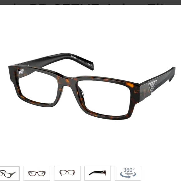Prada Tortoise Shell Glasses PR07ZV Rectangle Eyeglasses RX Apprx -2.0 - Picture 2 of 11